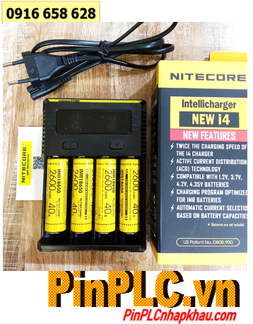 Nitecore i4 - kèm 04 pin sạc Nitecore IMR2600 (18650 Lithium 3.7v 2600mAh /Dòng xả 40A) chính hãng